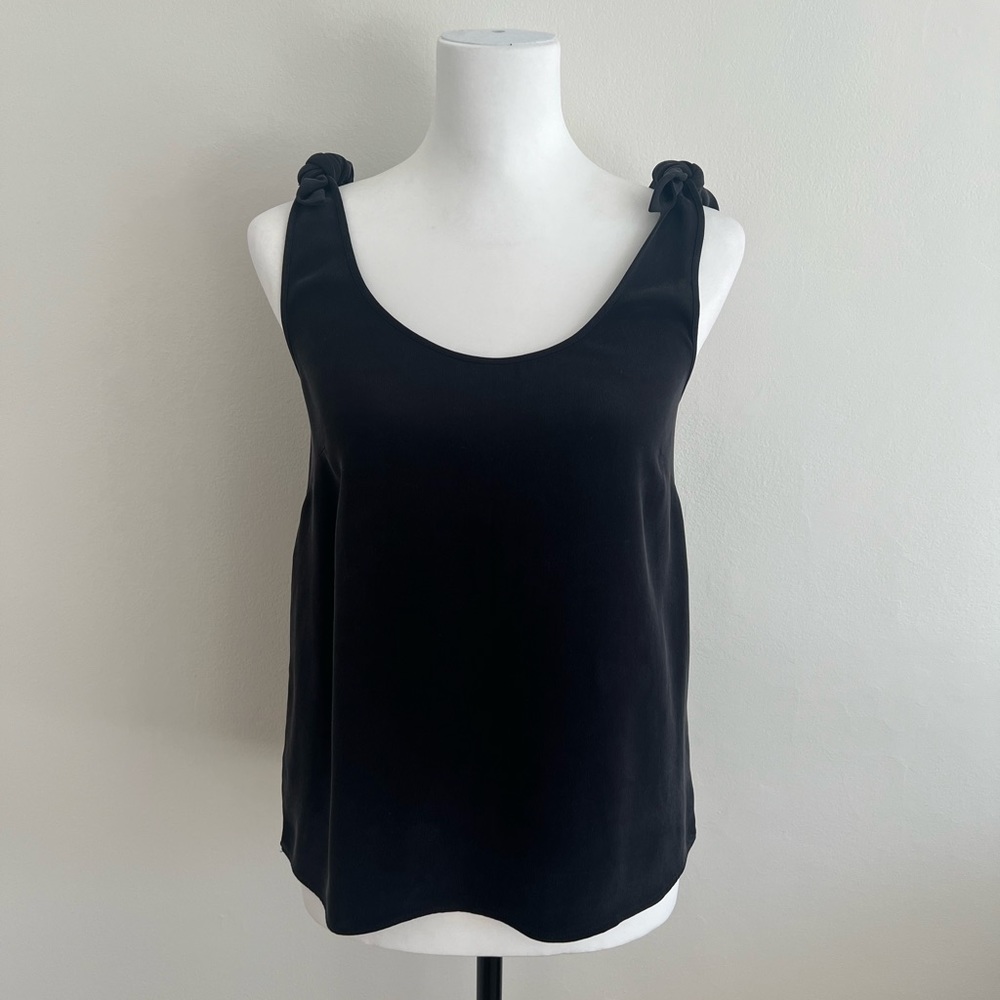 Madison Marcus black silk tank top with shoulder ties. Size S.